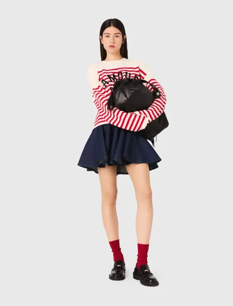 Striped rib knit jumper