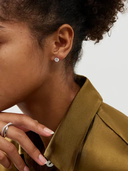 Swarovski Constella Round Cut Studs White/Rhodium Plated