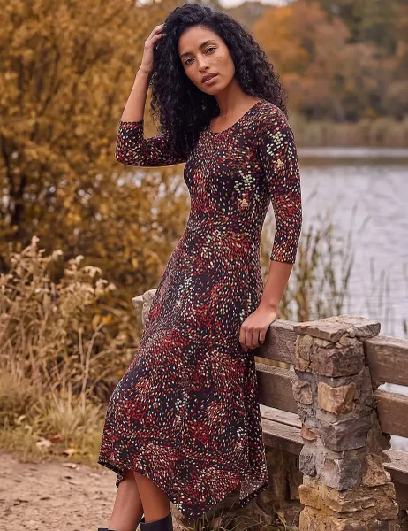 Roman Printed Knee Length Skater Dress Copper
