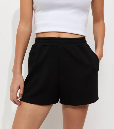 Women's Premium Black Jersey Side Stripe Shorts