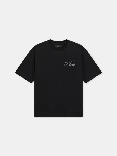 CRYSTAL AMIRI SCRIPT OVERSIZED TEE - Black