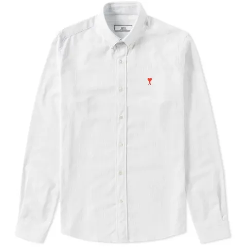 AMI Button Down Heart Logo Oxford Shirt