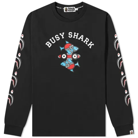 Long Sleeve Busy Shark Relaxed Fit T-Shirt