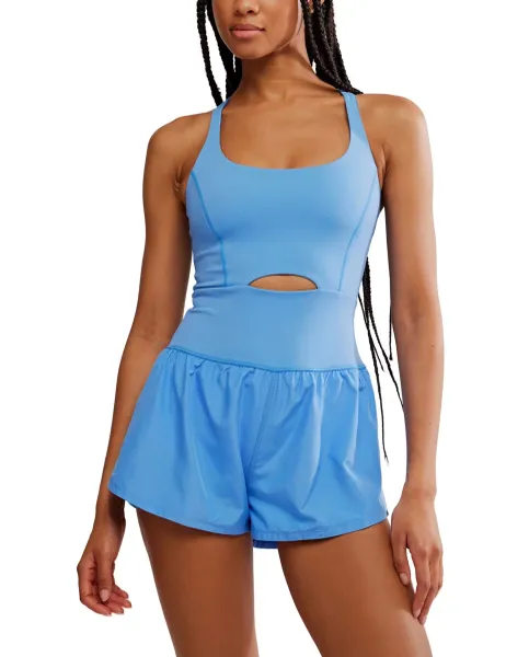FP Movement Righteous Runsie Strappy Back Playsuit Light Blue
