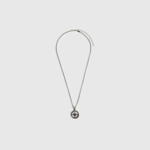 River Island Silver Compass Necklace