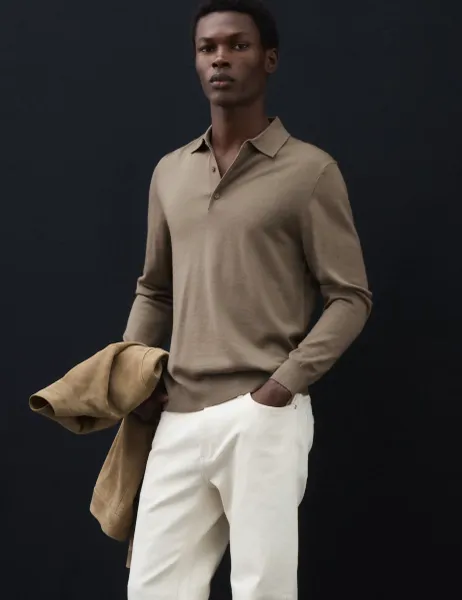 Autograph Pure Extra Fine Merino Wool Polo Shirt Sable