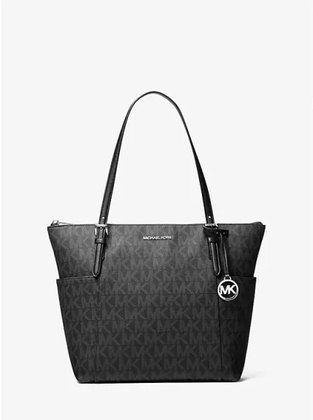 Jet Set Medium Signature Logo Top-Zip Tote Bag