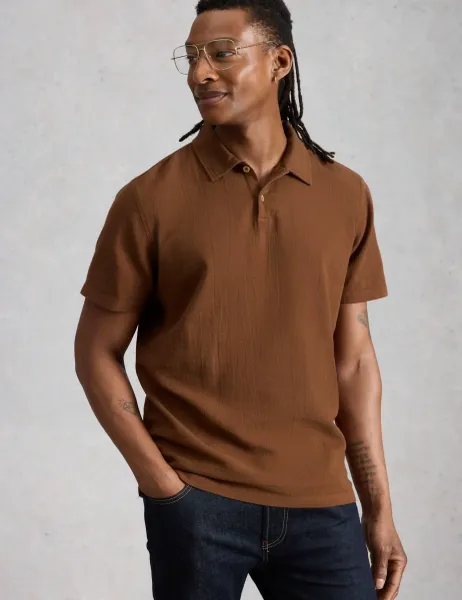 White Stuff Pure Cotton Polo Shirt Brown