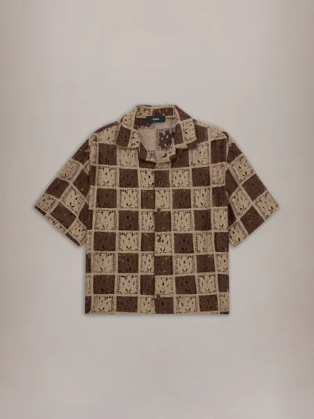 MA QUAD CHECKER OVERSIZED CAMP SHIRT - Earth