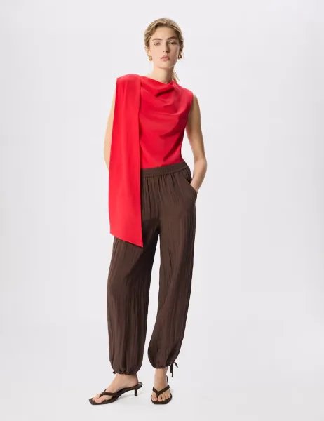 Whistles Relaxed Tie Hem Trouser Brown