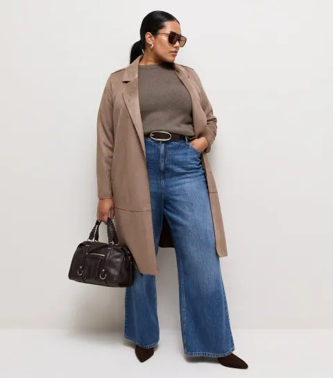 Women's Plus Size Dark Mink Side Slit Knitted Jumper Curves