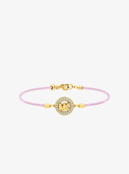 Pavé Gold-Tone Logo Corded Bracelet