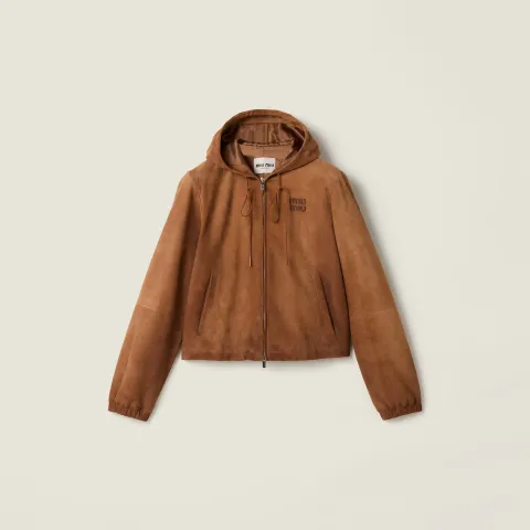 Waxed suede blouson jacket