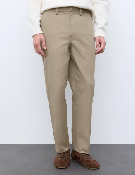 Autograph Cotton Rich Pleat Front Tapered Trousers Sable