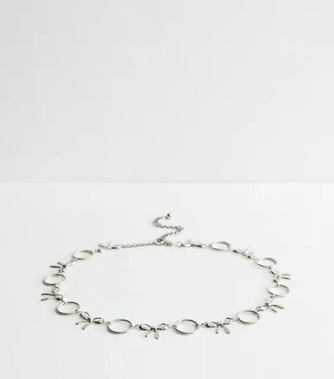 Silver Bow Link Chain Belt