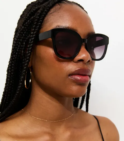 Black Preppy Oversized Overlay Sunglasses