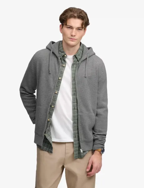 Superdry & Co Cotton Rich Zip Up Hoodie Dark Grey