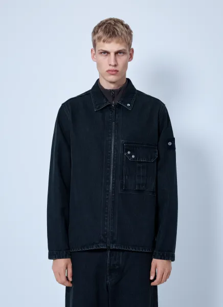 Stone Island Denim Overshirt with Utility Pocket