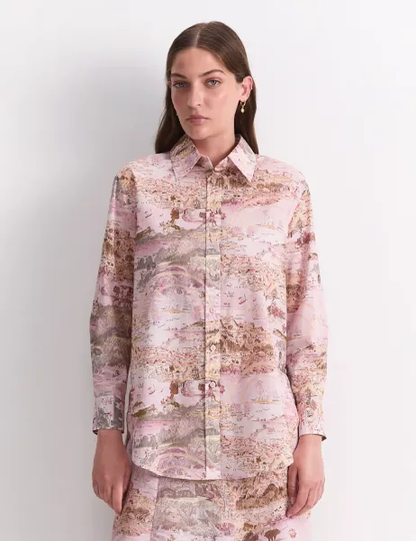 Sportscraft Pure Cotton Printed Shirt Light Pink