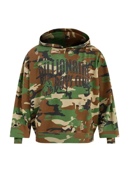 Distressed Camo Oversized Popover Hoodie