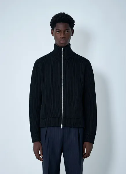 Wool Zip-Up Cardigan