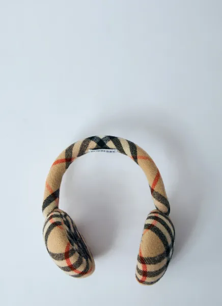 Check Wool Earmuffs