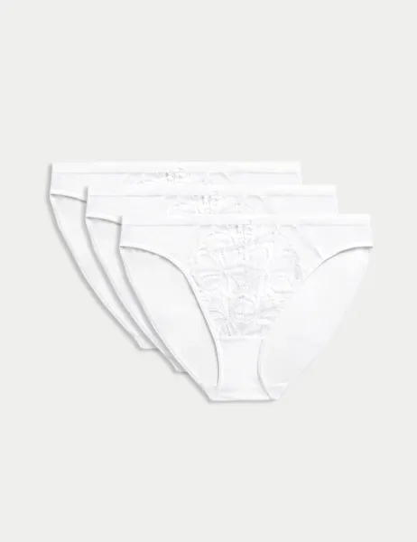 Marks & Spencer 3pk Amelia Lace High Leg Knickers White
