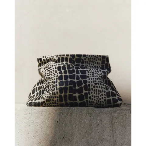 River Island Animal Print Hair On Leather Clutch Bag