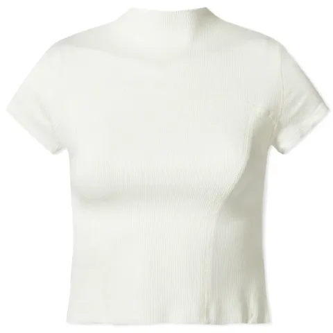Contrast Stitch Crop Mock T-Shirt