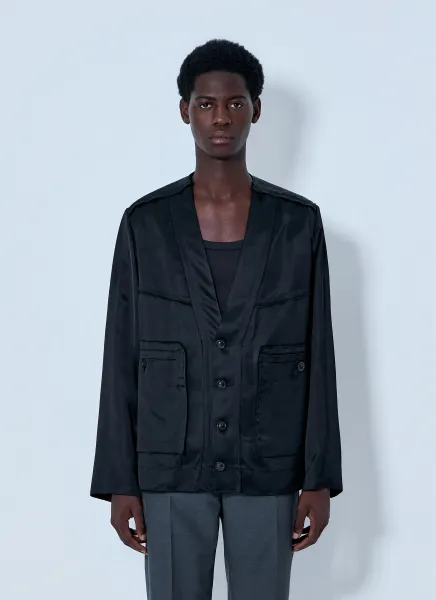 Buttoned Jacket with Patch Pockets