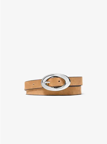 Oval Buckle Suede Belt