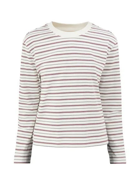 Selected Organic Cotton Essential Long-Sleeved Striped Boxy T-Shirt - Tawny Port
