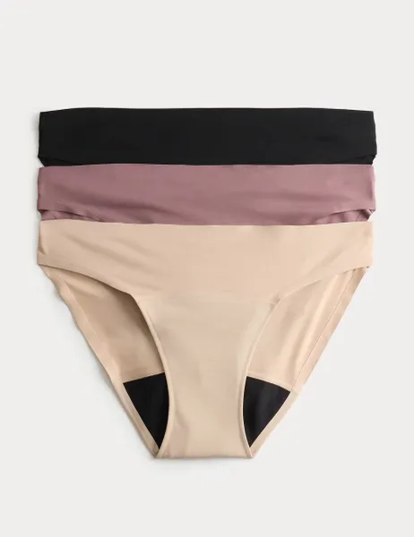 Marks & Spencer 3 Pack No VPL Period Bikini Knickers Black Mix