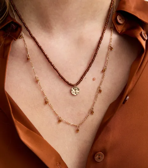 Gold Layered Beaded Necklace
