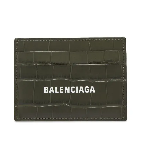 Embossed Croc Leather Logo Card Holder