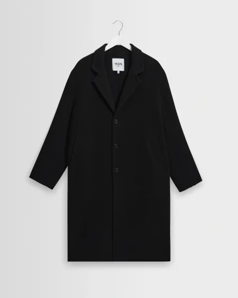 Wax London Hugo - Black Double Face Wool Coat