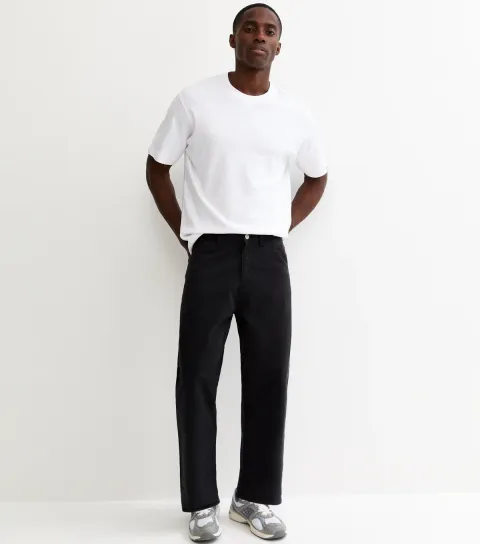 Men's Black Regular Faded Straight Leg Jeans