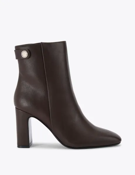 Carvela Wide Fit Block Heel Square Toe Ankle Boots Brown