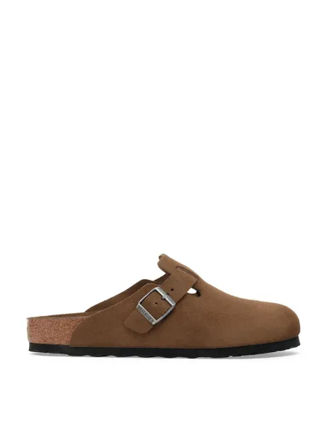 Boston Suede Buckle Footbed Clog Mules