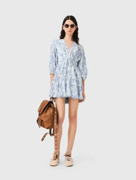 Patterned pleated dress