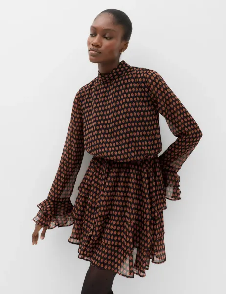 Marks & Spencer Chiffon Geometric Mini Waisted Dress