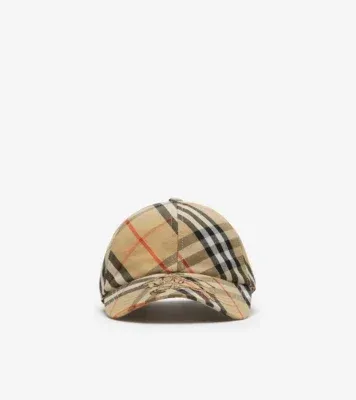 Check Knight Baseball Cap in Sand beige