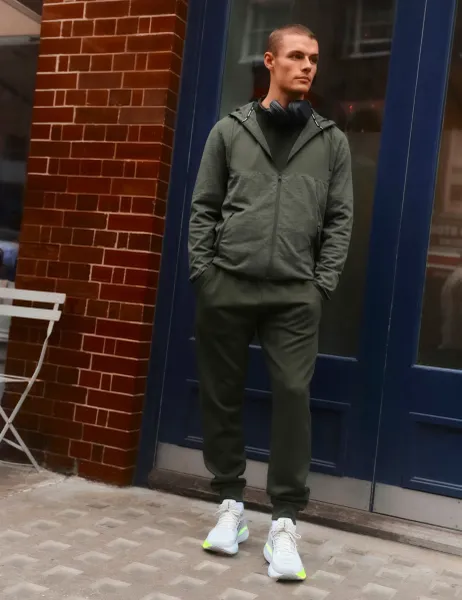 Goodmove Performance Jersey Joggers Dark Khaki