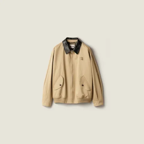 Chino and leather bomber jacket