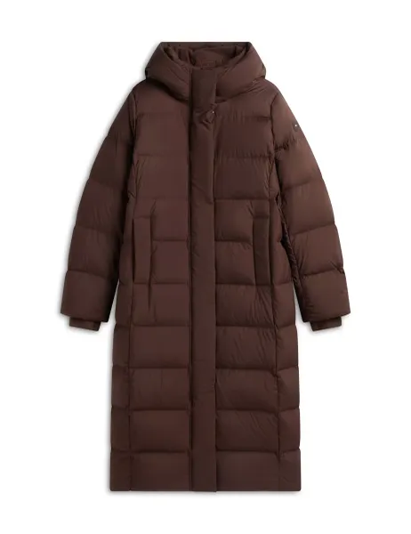 Down Padded Maxi Puffer Coat Dark Brown