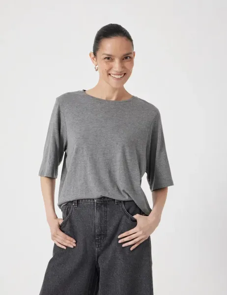 HUSH Cotton Rich T-Shirt Grey Marl