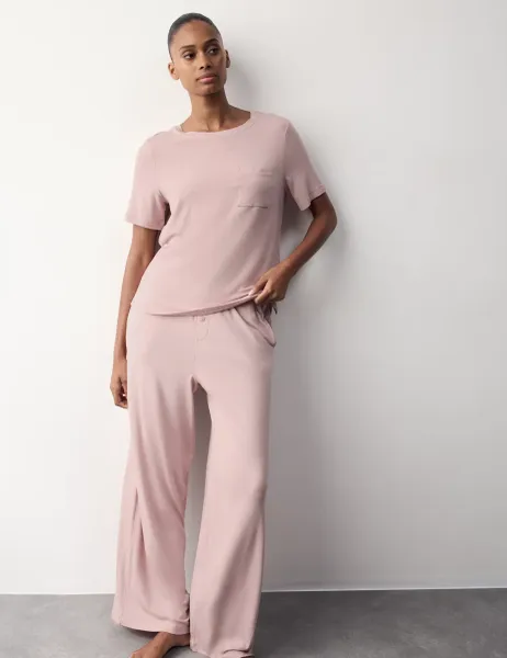 Autograph Modal Rich Short Sleeve Pyjama Top Mallow