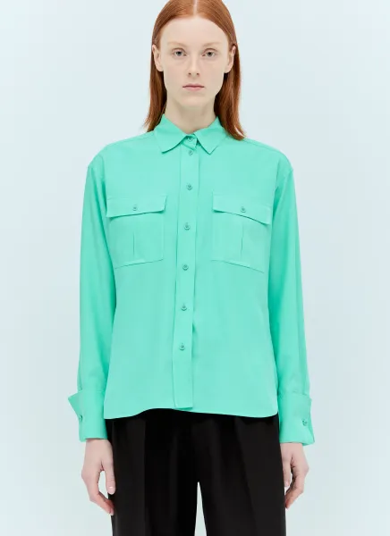 Flap Pockets Silk Shirt