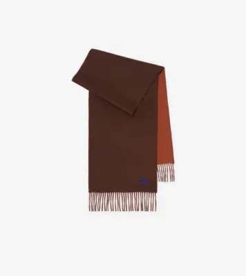 Reversible Cashmere Scarf in Treacle brown/brick orange