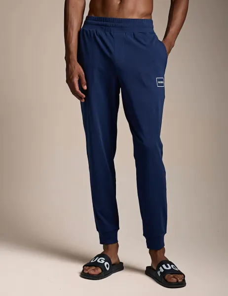 HUGO Laze Cotton Rich Jersey Logo Cuffed Joggers Navy